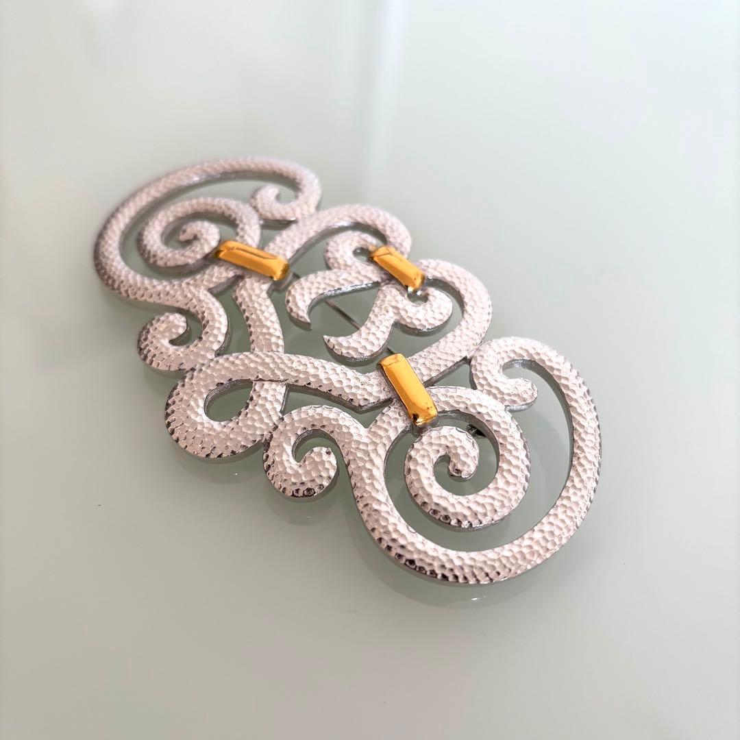 超美品 Christian Dior ブローチ シルバー ×ゴールド ビンテージ