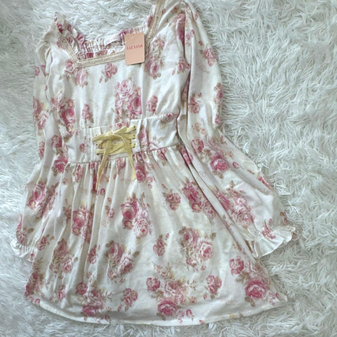 LIZ LISA ベロア リボン 平成 y2k 花柄ワンピース 未使用 姫ギャル