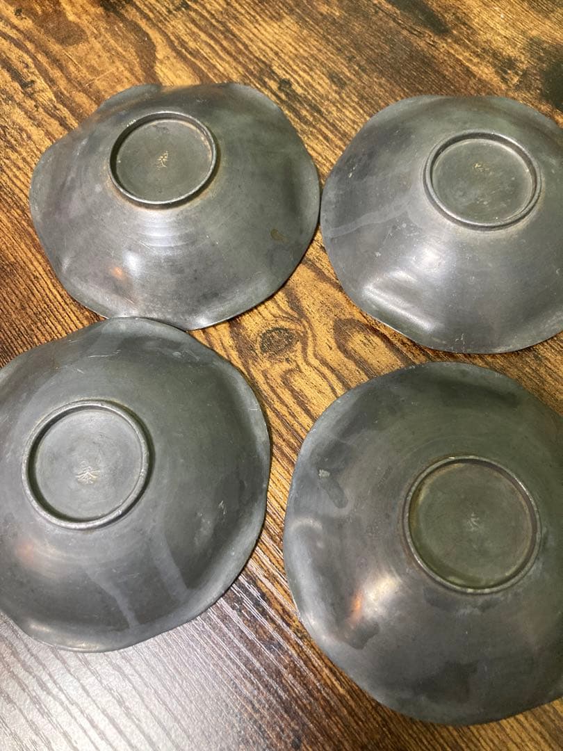 し*ん様 清 乾隆年間　錫制茶托 尚天泰款 中国 古美術　煎茶道具 古錫造 時代