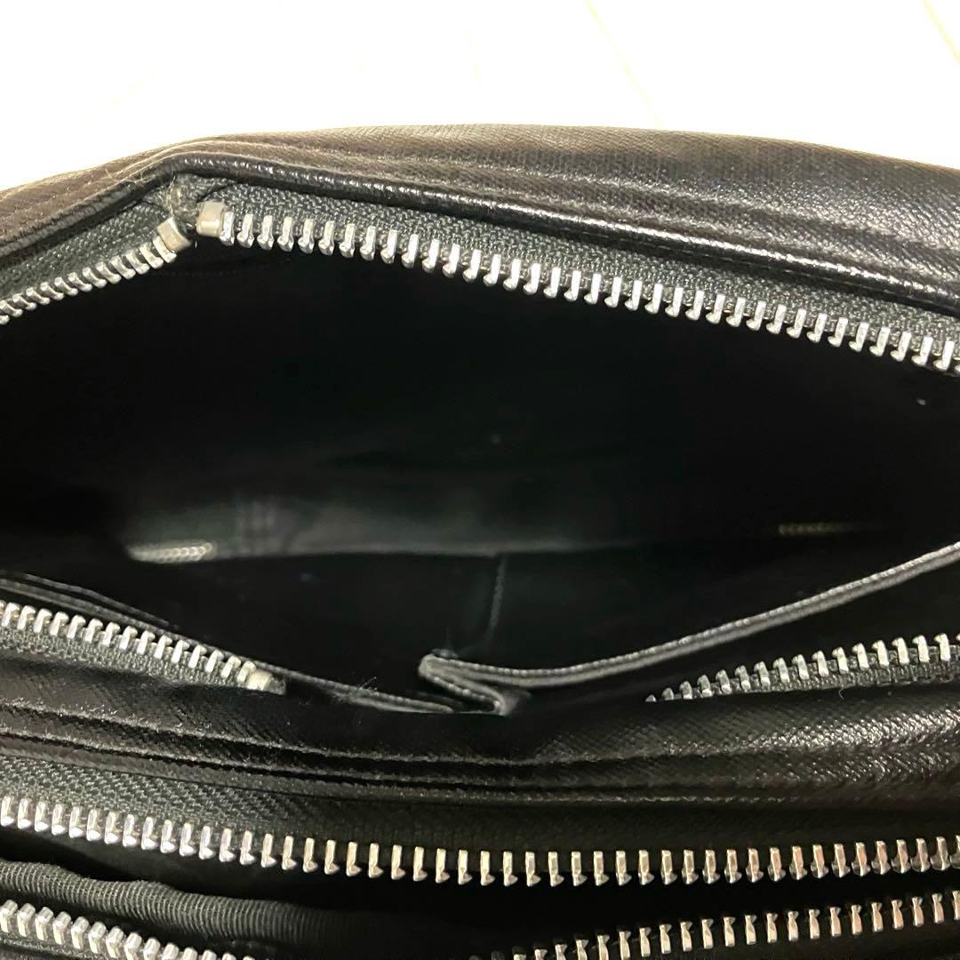 美品 PORTER ポーター ブラック レザー ショルダーバッグ 2層