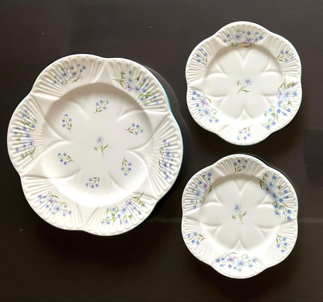 【希少品】　英国　シェリー　ブルーロック　 プレート3枚セット