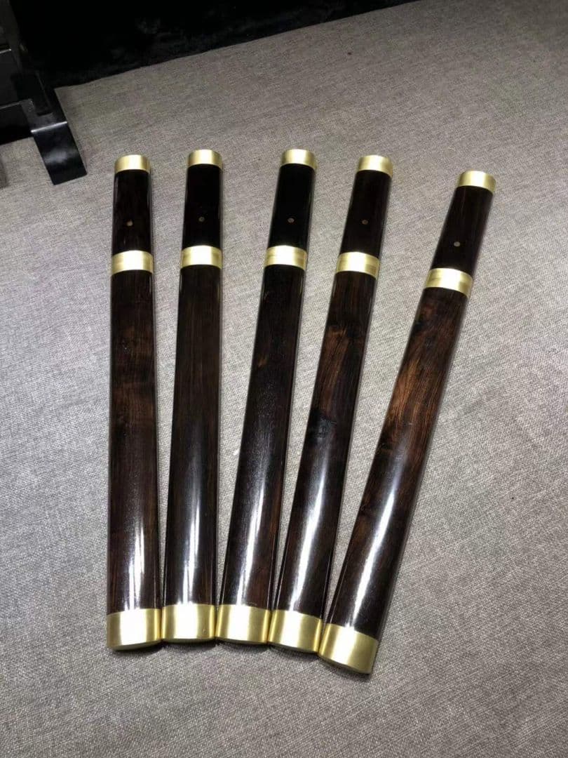 黒檀手作り銅包みT 10焼刃血槽版唐直刀古兵器 武具　刀装具　日本刀　模造刀