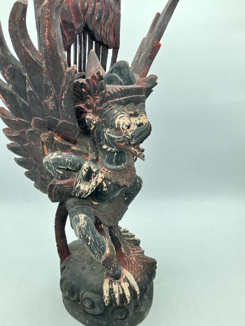 【時代物】　ガルーダ象　木彫り インドネシア 全長：約６１ｃｍ　オブジェ