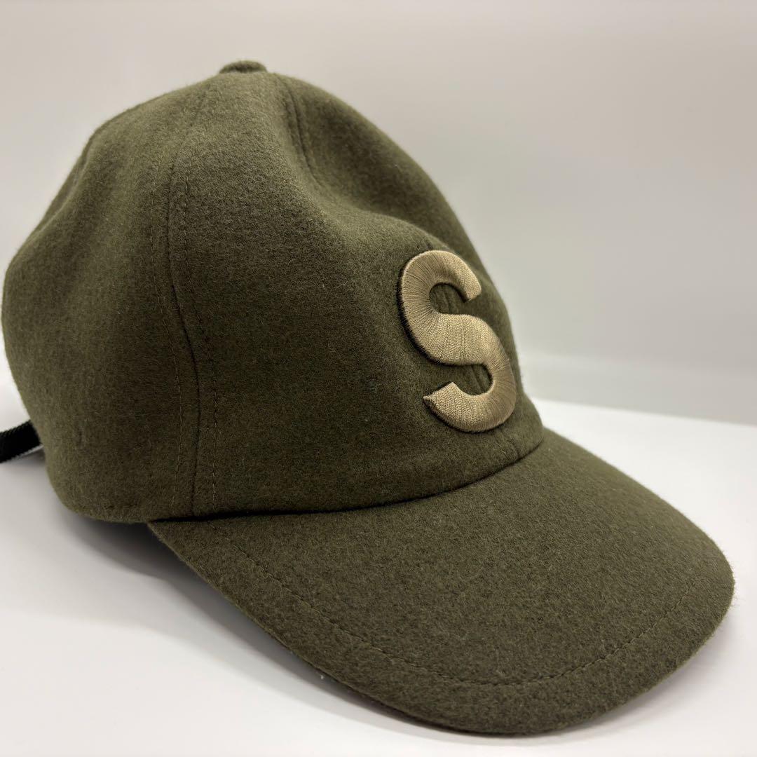 近年モデル サカイ ウール ベースボールキャップ カーキ 刺繍 Sロゴ サイズ1