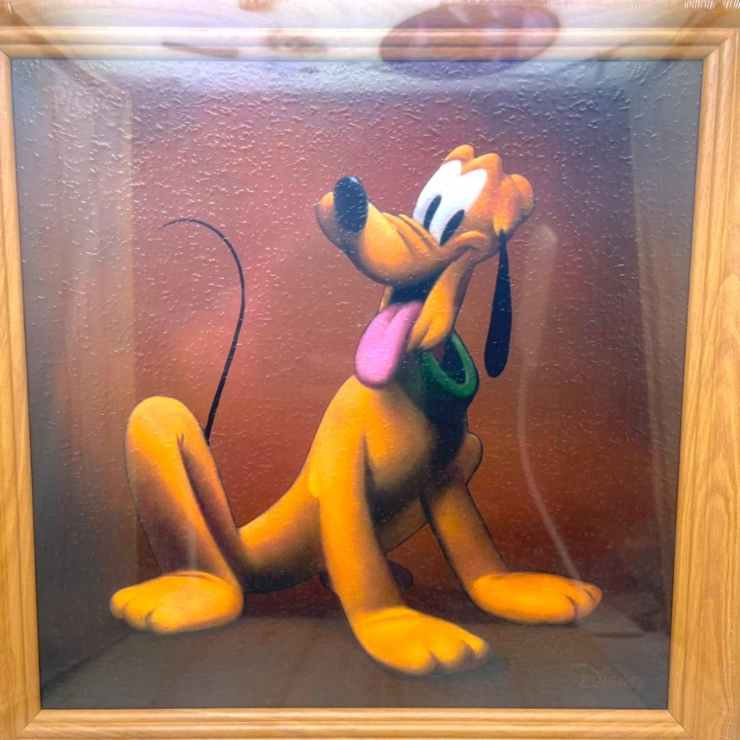 新品★プルート Pluto 愛犬 油絵風 額縁 絵画 木製 シック★ディズニー