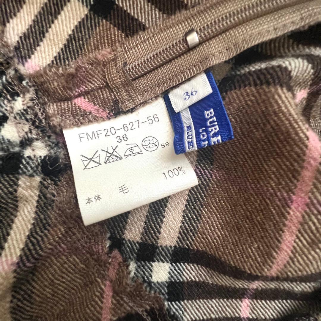 【極美品】バーバリーブルーレーベル ワンピース ノバチェック ベロアリボン 36