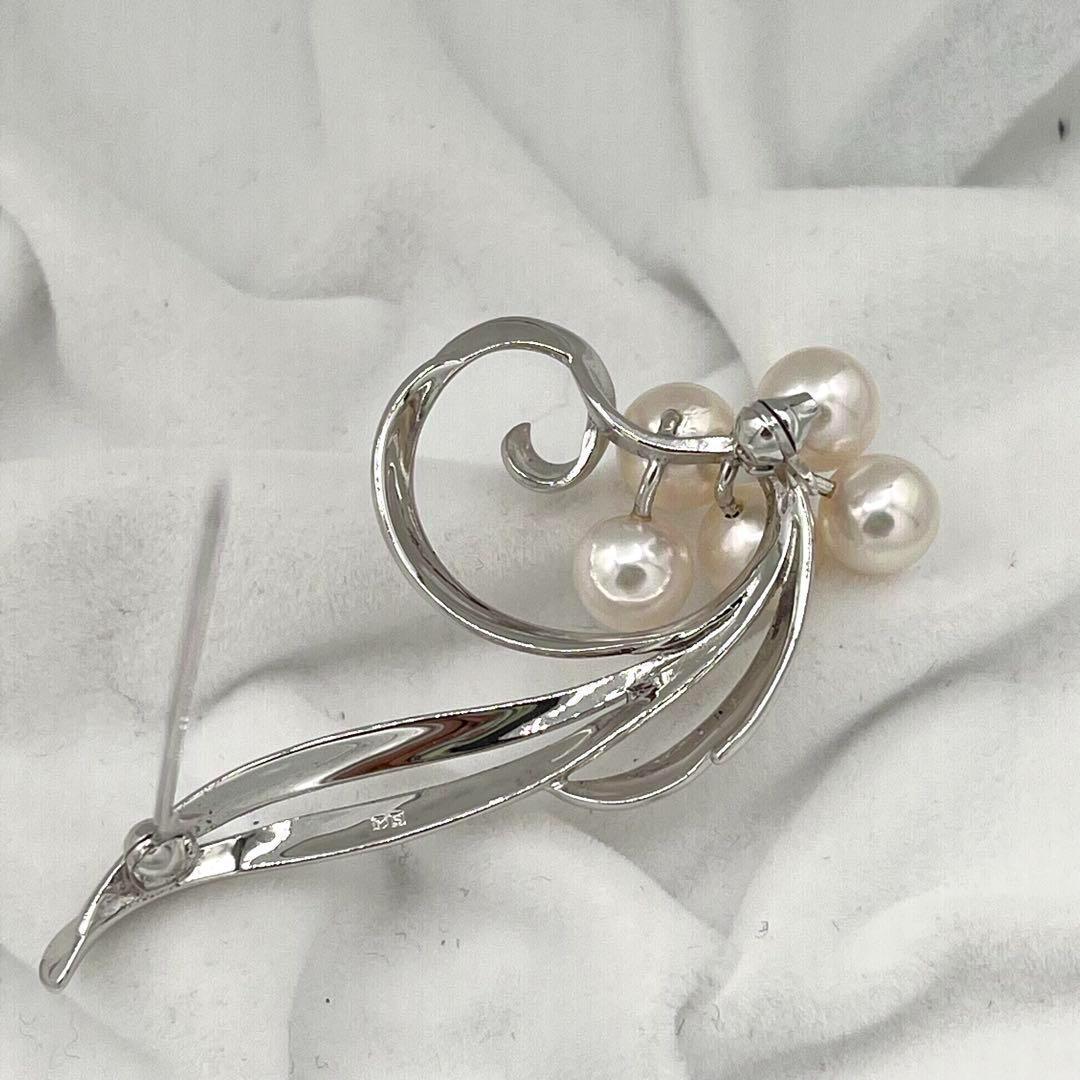 ☆美品☆ミキモト　5珠　シルバー　ブローチ　皇室御用達ブランド