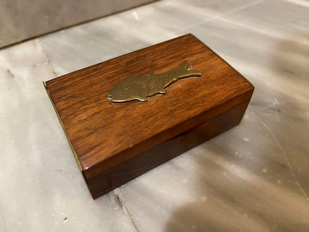 1950年代 ペルー 真鍮×ローズウッド 魚モチーフ 木箱