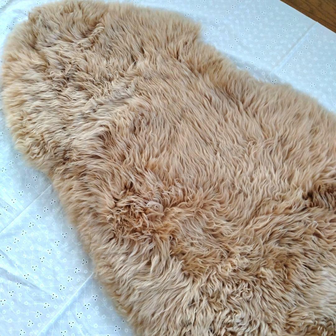【16日まで】ムートン　羊毛　ラグ　ファー　マット　ベージュブラウン　敷物