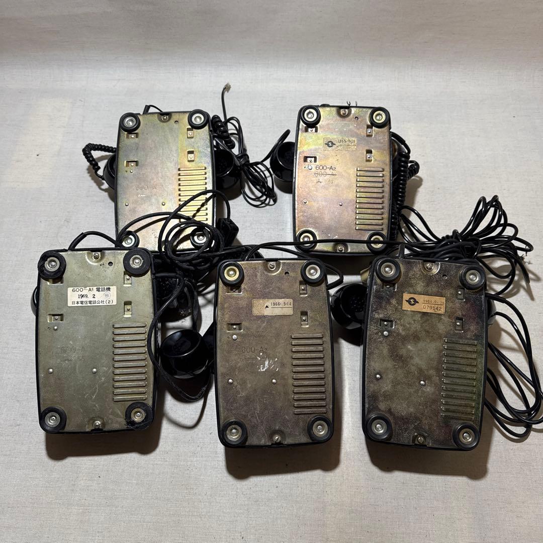 60s 昭和レトロ Japan 黒電話 ダイヤル式電話機 5台まとめ売り セット