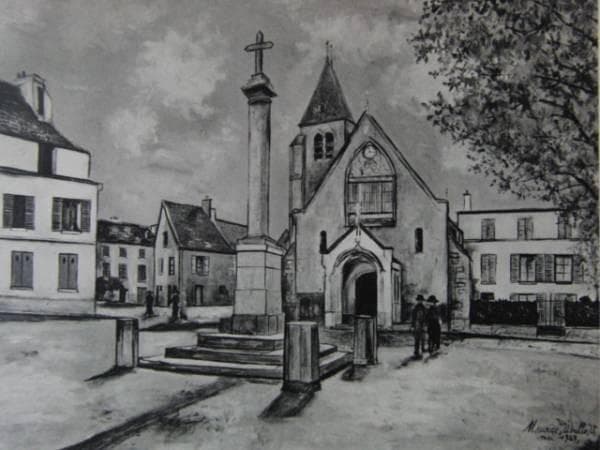 ユトリロ、希少・画版、版上サイン入、額付