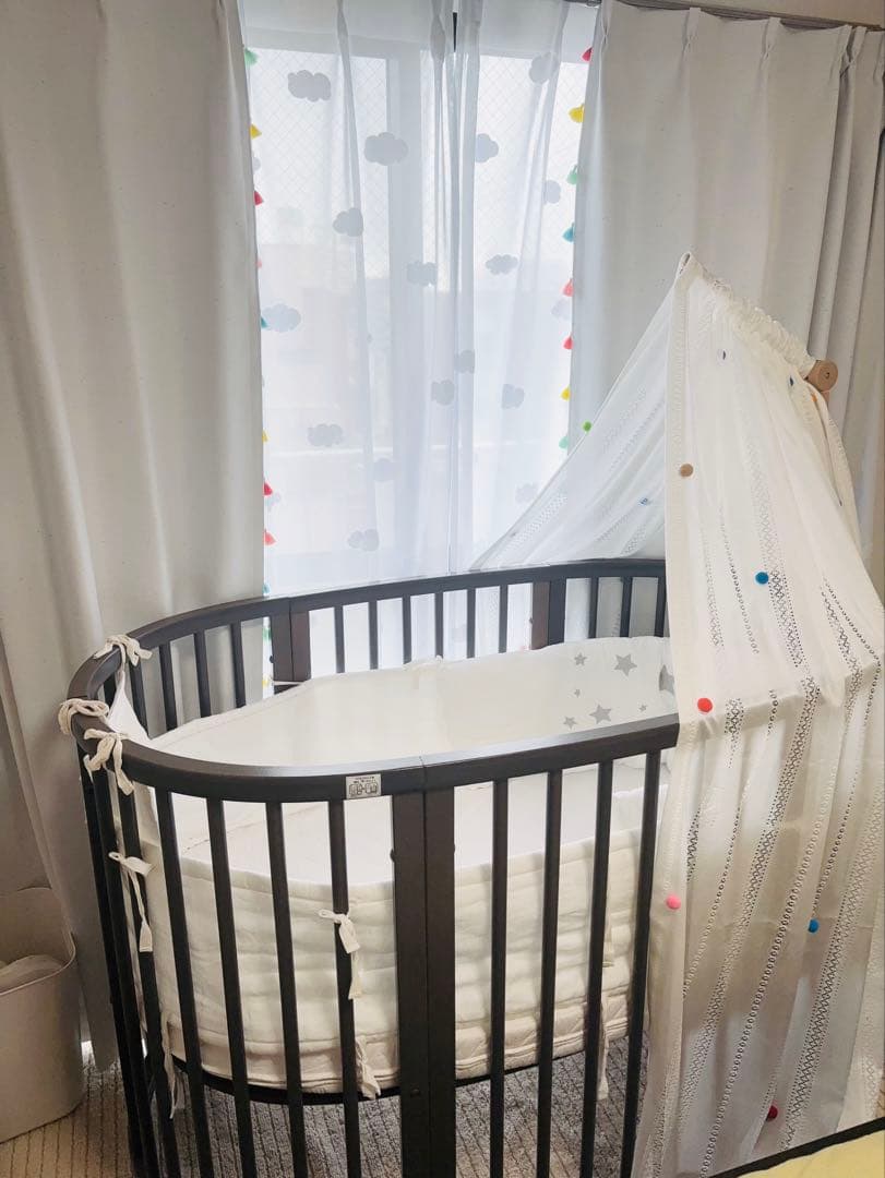 【美品】STOKKE V2 ベット＋マット＋天蓋＋天蓋フレーム付き　お得セット