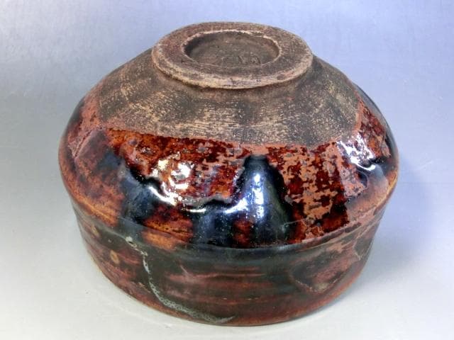 茶碗■飴釉「春永」織部焼き 古い抹茶碗 お茶道具 古美術 時代物 骨董品■