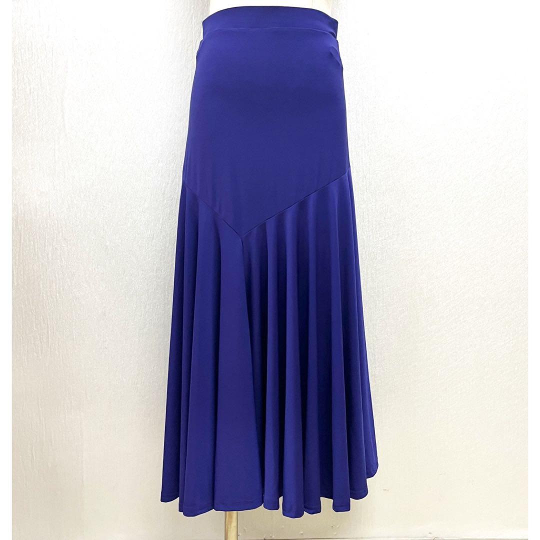 新品 社交ダンス セットアップ 紫無地 黒レース