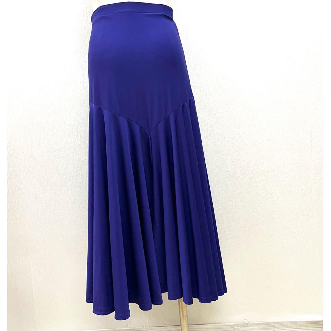 新品 社交ダンス セットアップ 紫無地 黒レース