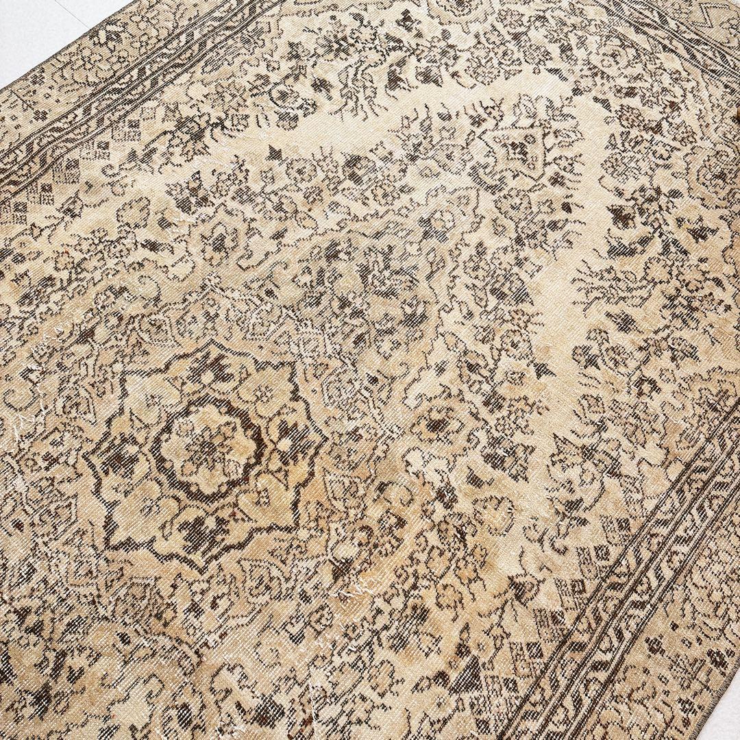 LEI　トルコ　大判　ヴィンテージラグ　ベージュ　ブラウン　グリーン