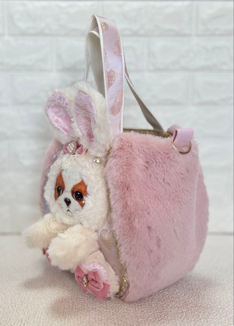 あ*き様 コヤンイサムチョン　ハンドメイド　ファーバッグピンク　アンコちゃん　白