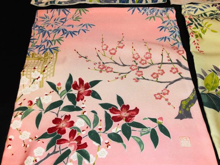 日本画家 桑野むつ子さんの創作京友禅『御所の花』袱紗 4枚セット 箱入り