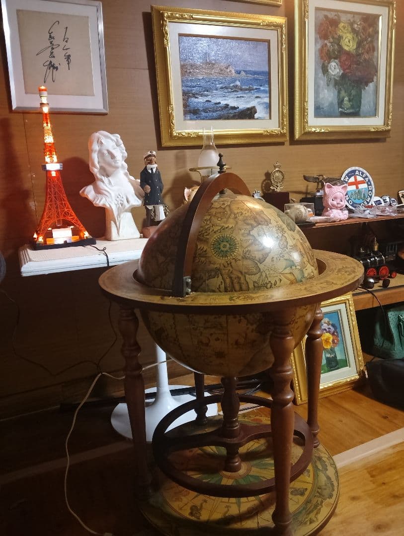 木製古地図風地球儀