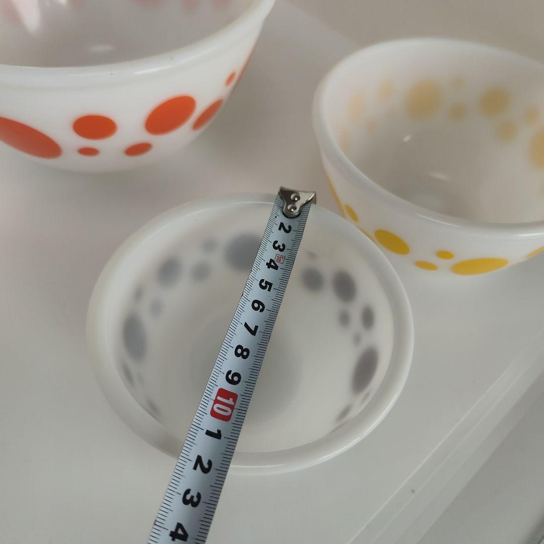 美品　Hazel Atlas ヘーゼルアトラス　ポルカドット　水玉　ボウル 4個