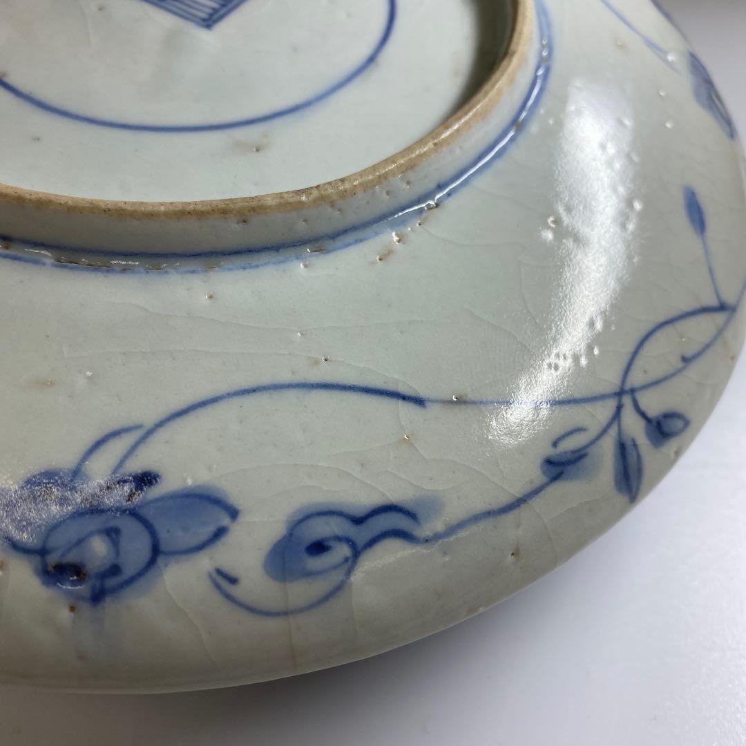 江戸初期　上手初期伊万里　染付中皿　合箱　約20㎝　東Y7-0331☆2Fトトヒ