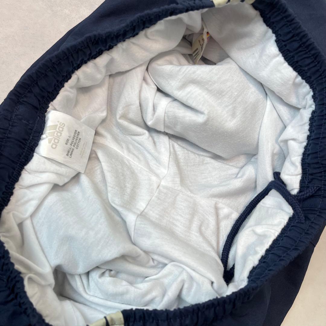 00s adidas バギートラックパンツ 3ライン 刺繍ロゴ ネイビー L