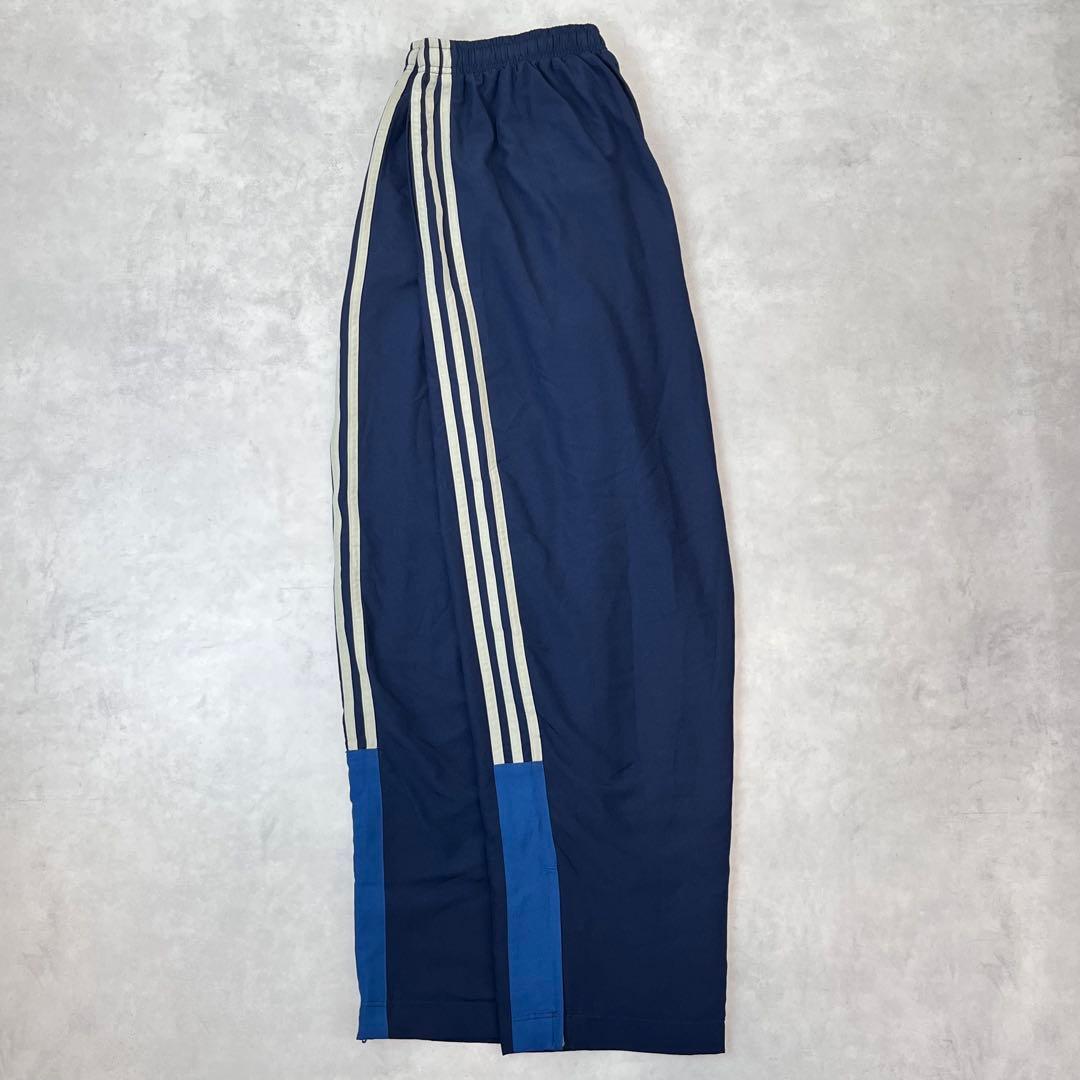 00s adidas バギートラックパンツ 3ライン 刺繍ロゴ ネイビー L