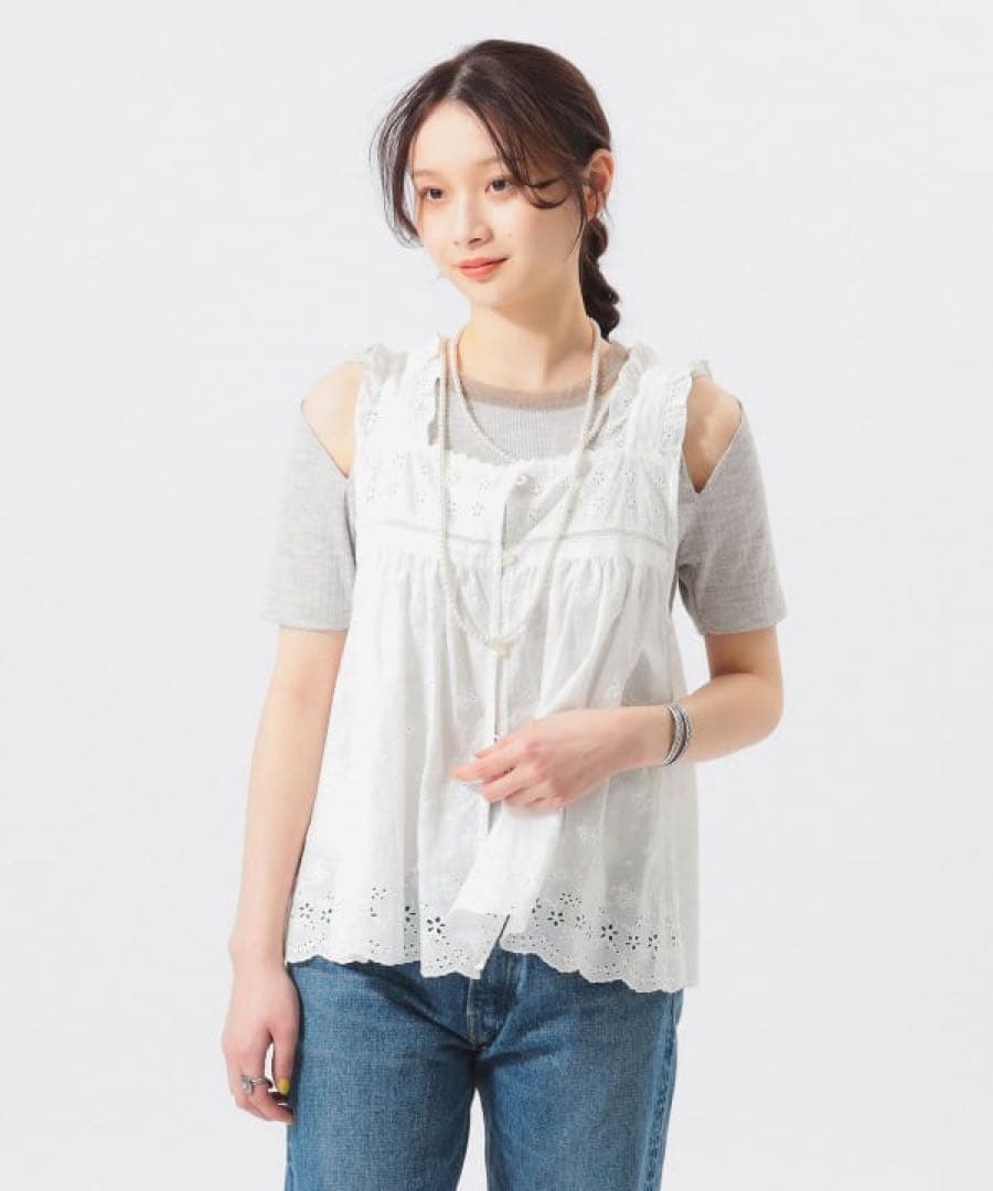 BEAMS BOY カットワークキャミソール