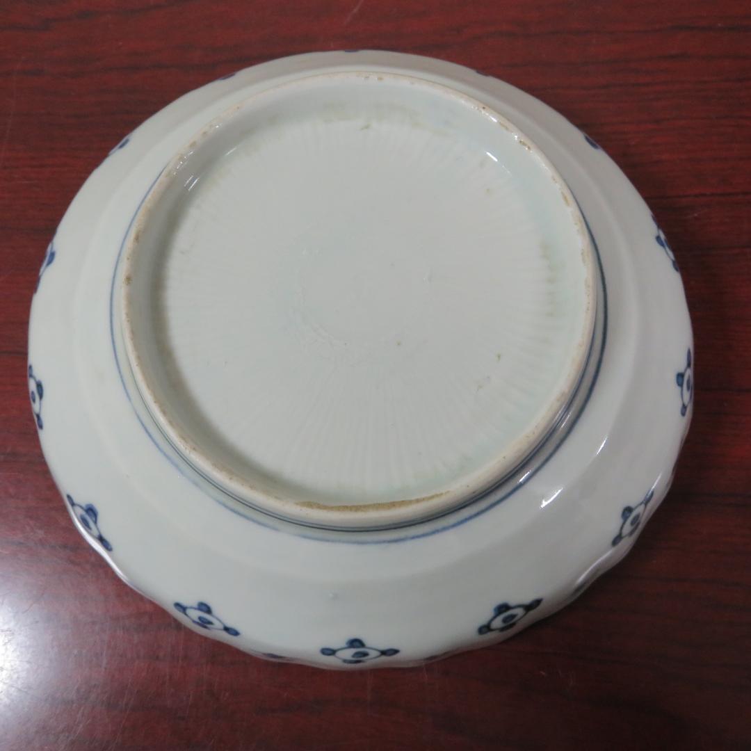 皿 2枚 染付 鳥 花 島 海 窯傷 明治 大正 その1