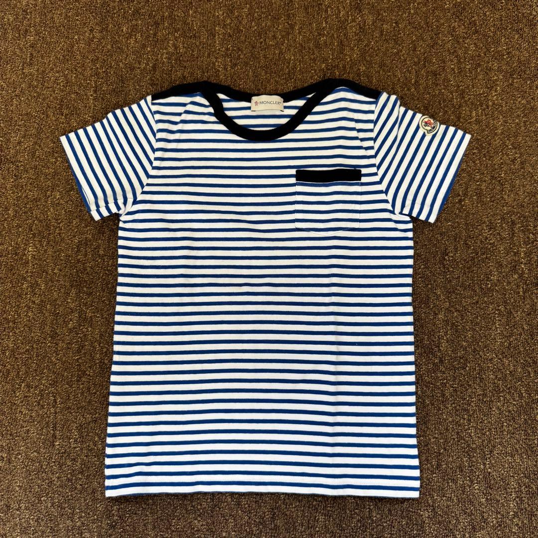 【希少】MONCLER 青と白のストライプ Tシャツ 半袖