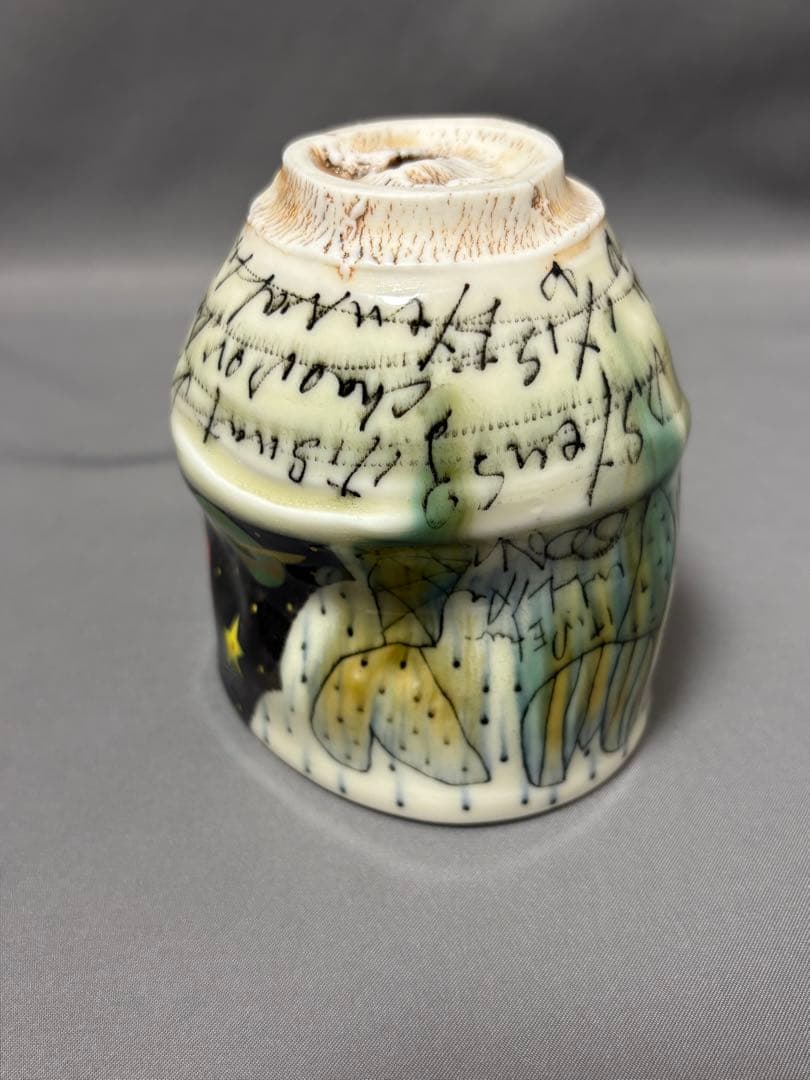 下和弘　色絵釉彩カップ　ロケット