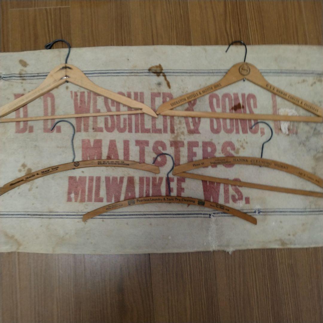 50s vintage wood hanger made in usa　5本