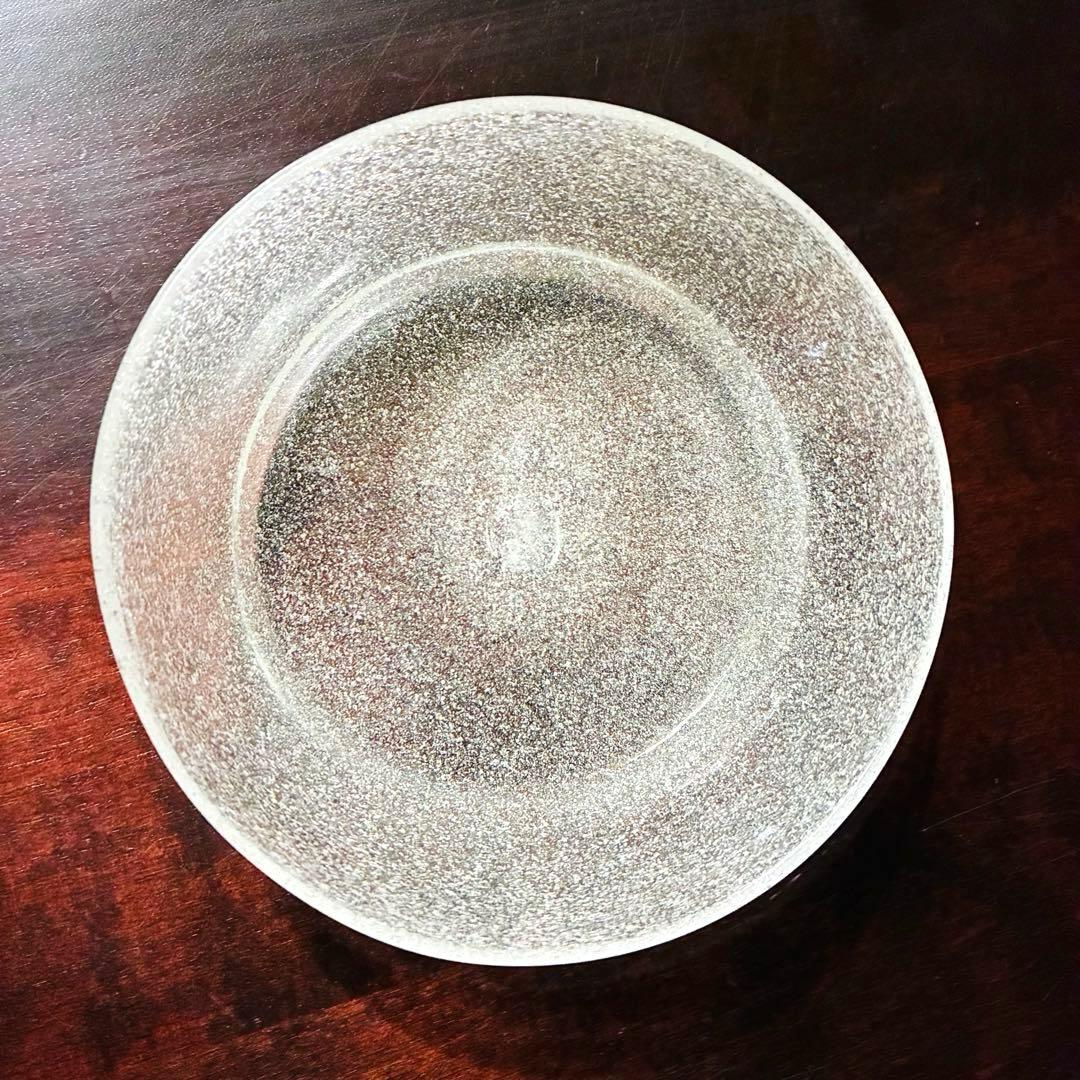 横山秀樹　中皿鉢　白泡　手吹きガラス