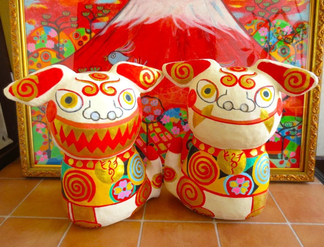 張り子　ジャンボシーサー　ラッキーアイテム　風水　置物