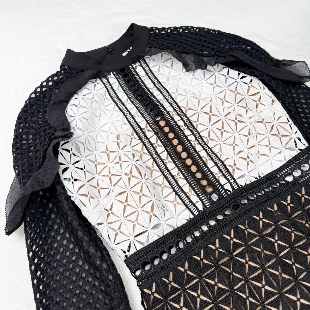 【新品未使用】セルフポートレイト ジオメトリック ミニドレス UK6