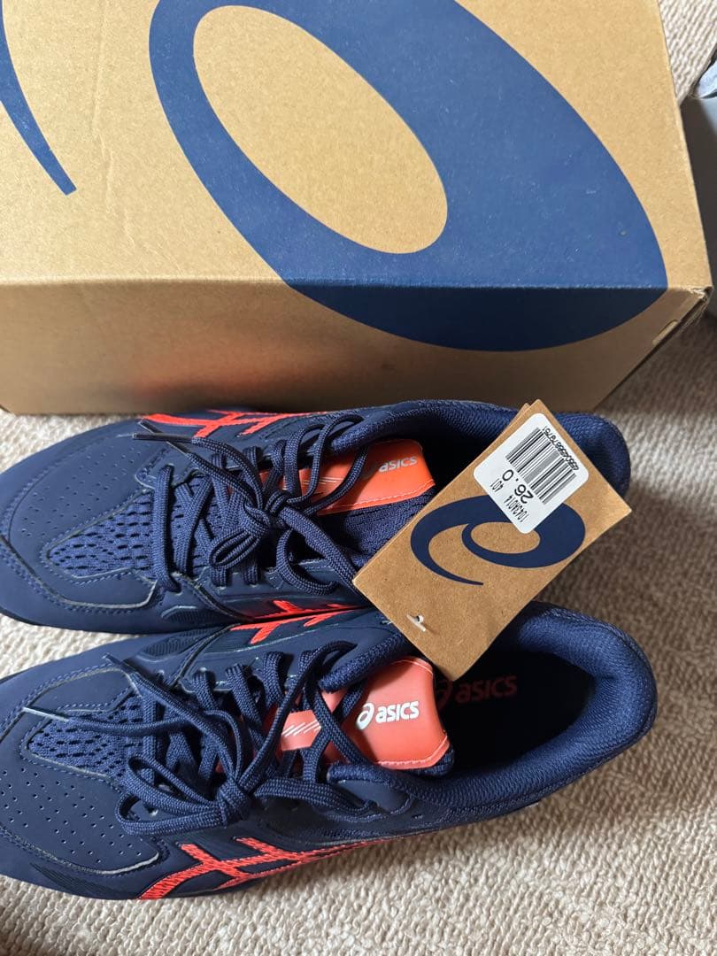 asics テニスシューズ ネイビー/オレンジ