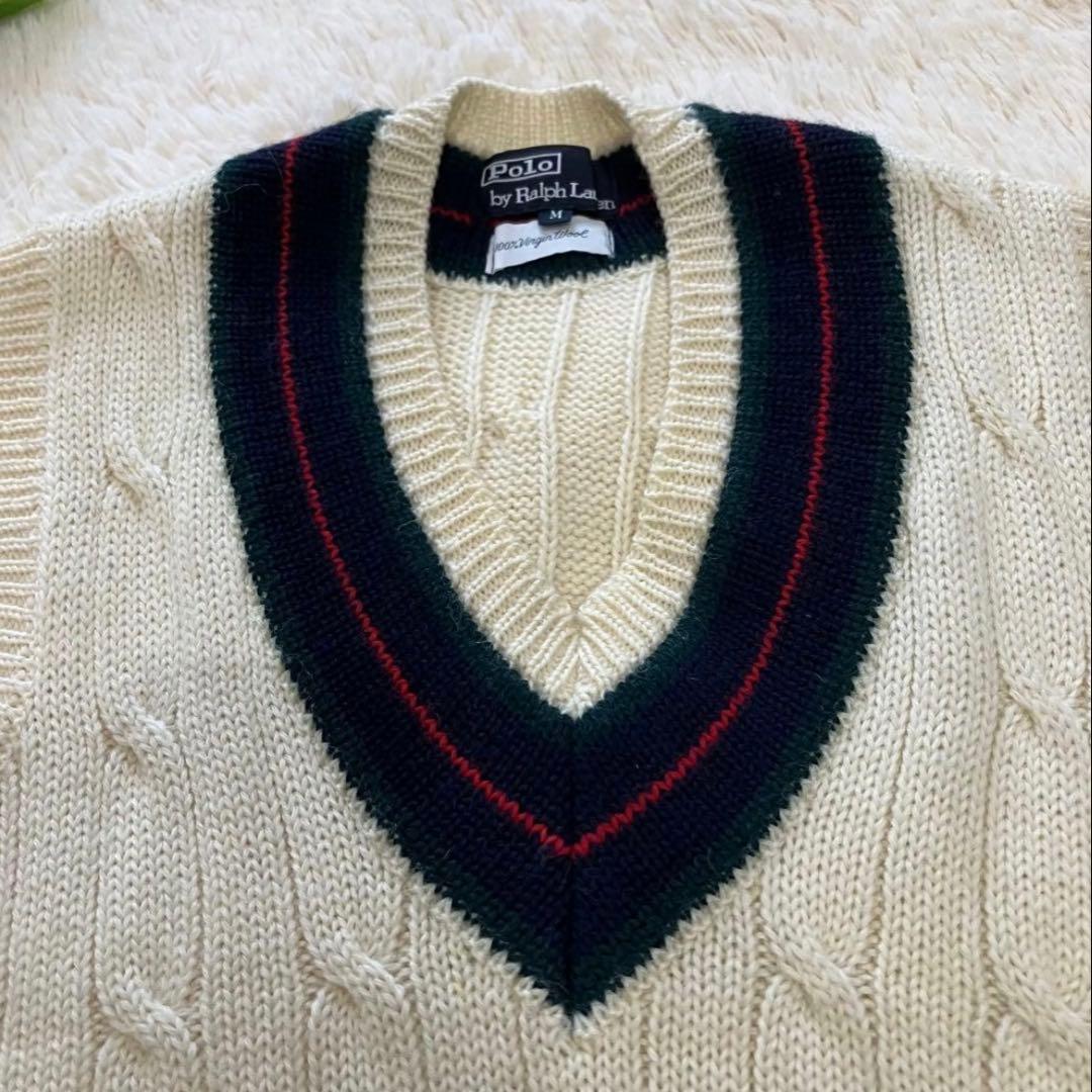 ポロ　ラルフローレン　ケーブルニット　ベスト　ヴァージンウール　チルデンニット