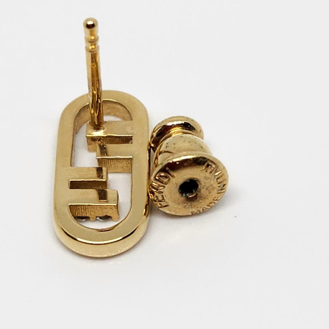 FENDI フェンディ ピアス ストーン シングル 片耳 ミニ ゴールド Fロゴ