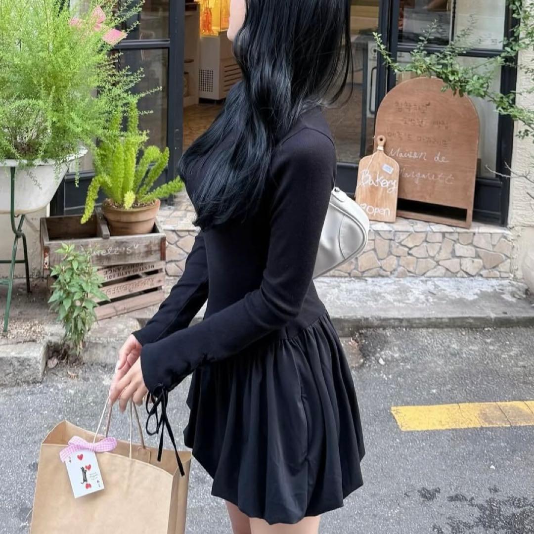 yilon イロン バルーンミニワンピース ブラック