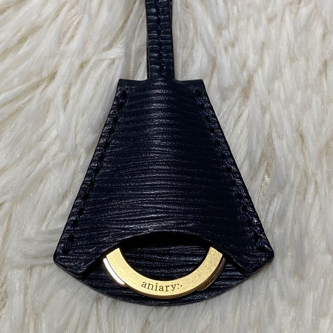 新品タグ付✨アニアリ　トートバッグブリーフケース紺レザー自立式ドーム型A4収納⭕️