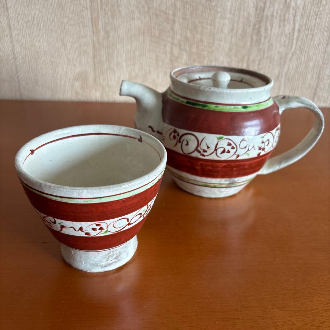 藤田佳三氏作 赤絵急須と湯呑みセット