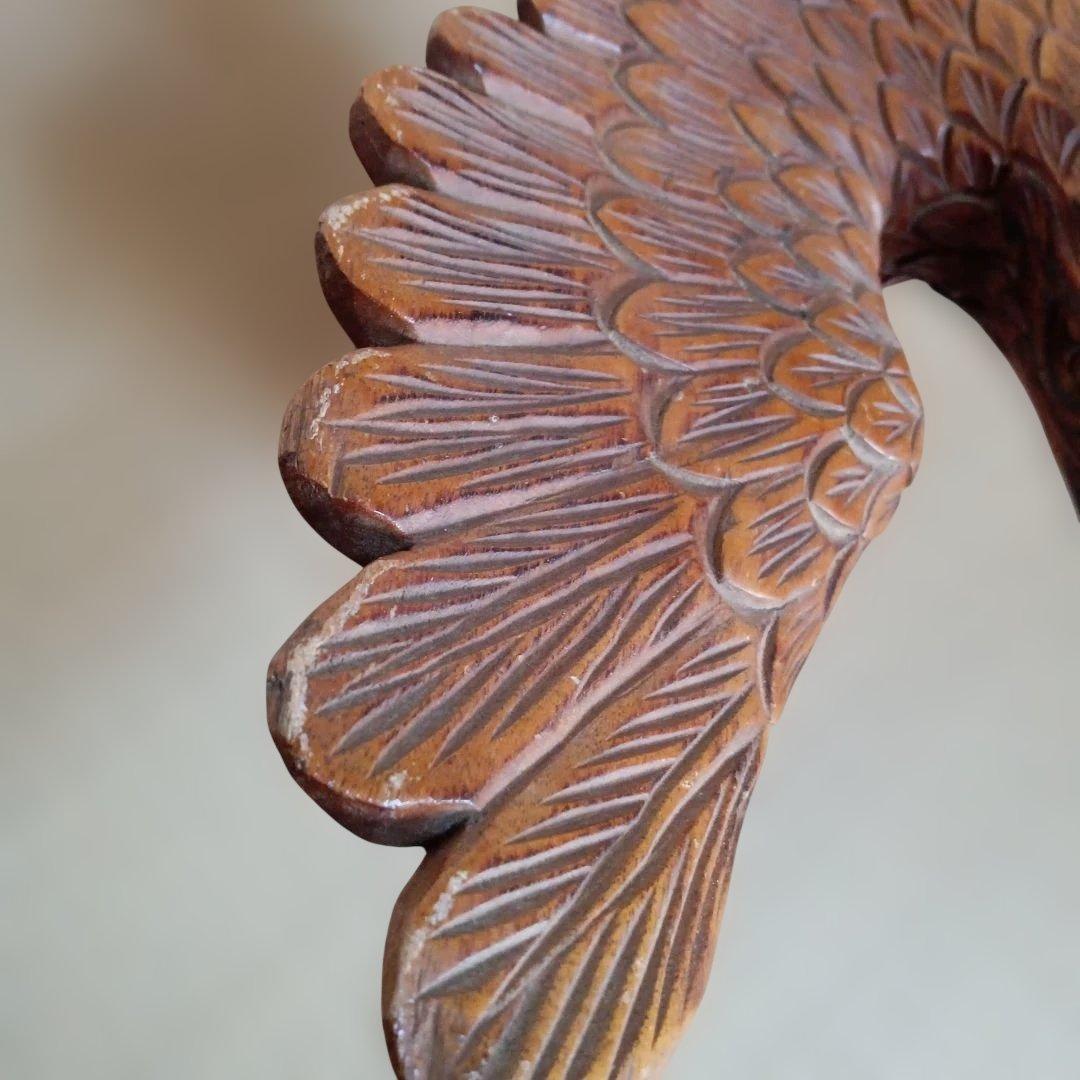 大型 木彫り 鷲 置物 一刀彫 彫刻芸術品 ヴィンテージ 民芸品 インテリア