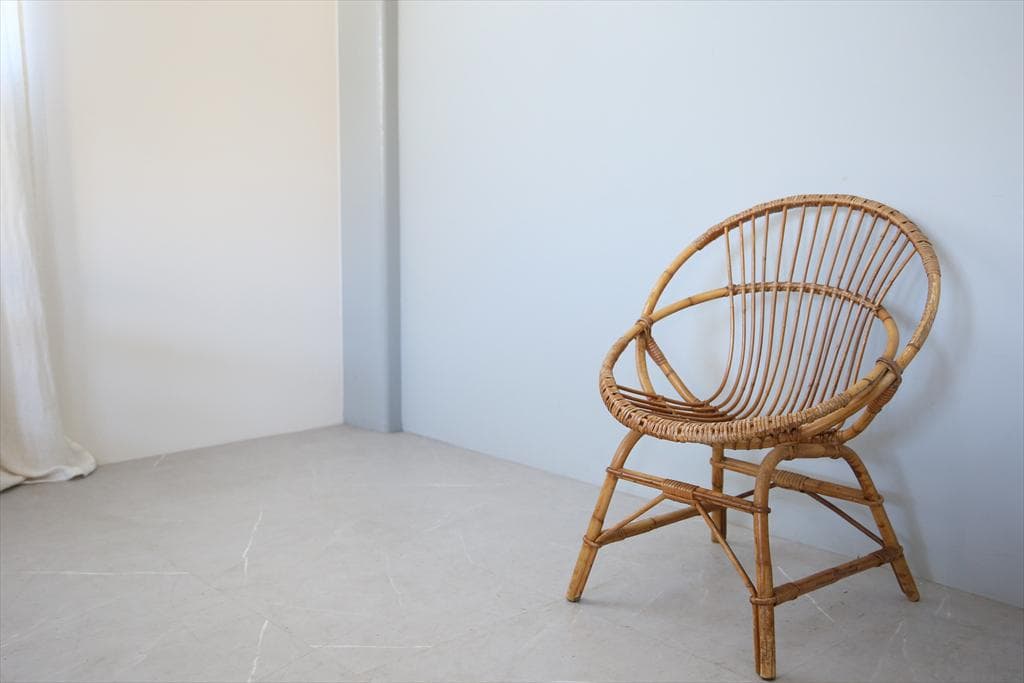 フランスアンティーク籐ラタンチェア/1人掛けソファ/竹バンブーイス90-51-2