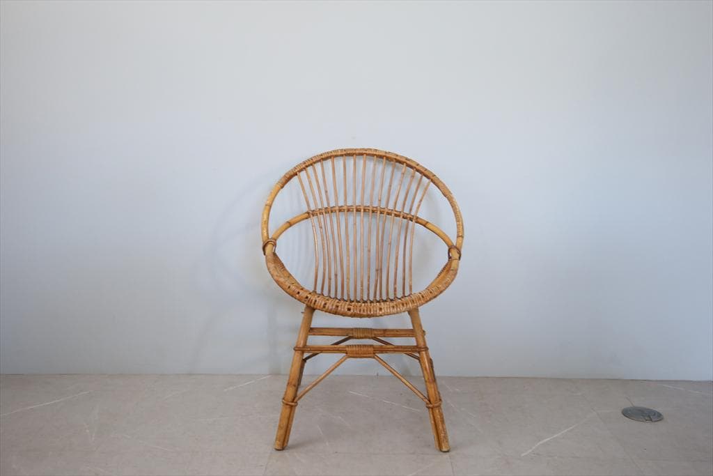 フランスアンティーク籐ラタンチェア/1人掛けソファ/竹バンブーイス90-51-2