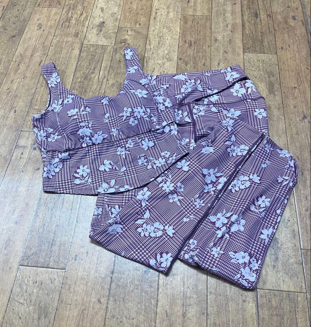 【上下セット】SUKALA チェックビスチェブラトップ&クロスレギンス Mサイズ