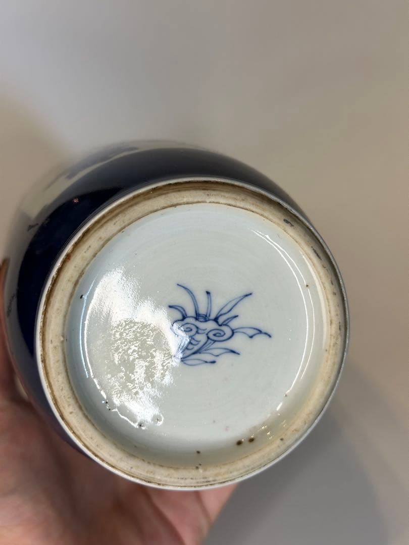 最終價格 清時代 染付山水博古花瓶 中国 骨董 古董 古い 花瓶