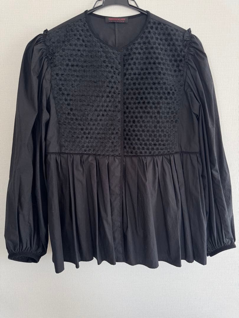 TOMORROWLAND ブラックコンビネーション ペプラムブラウスフリーサイズ