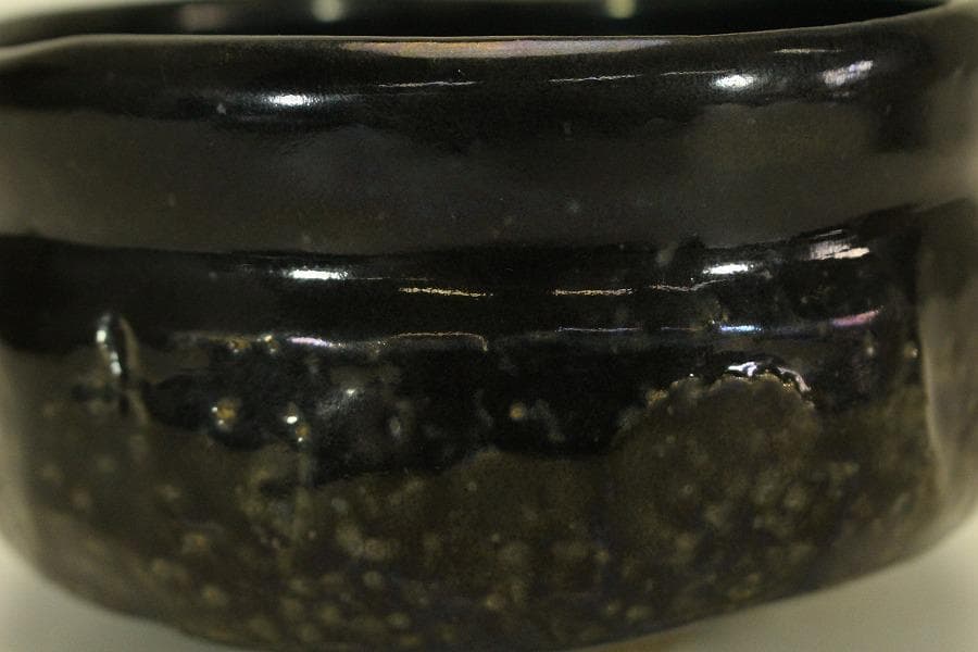 茶道具 夫婦茶碗 一対 黒織部 赤？ 書箱 骨董 古美術(BB455)