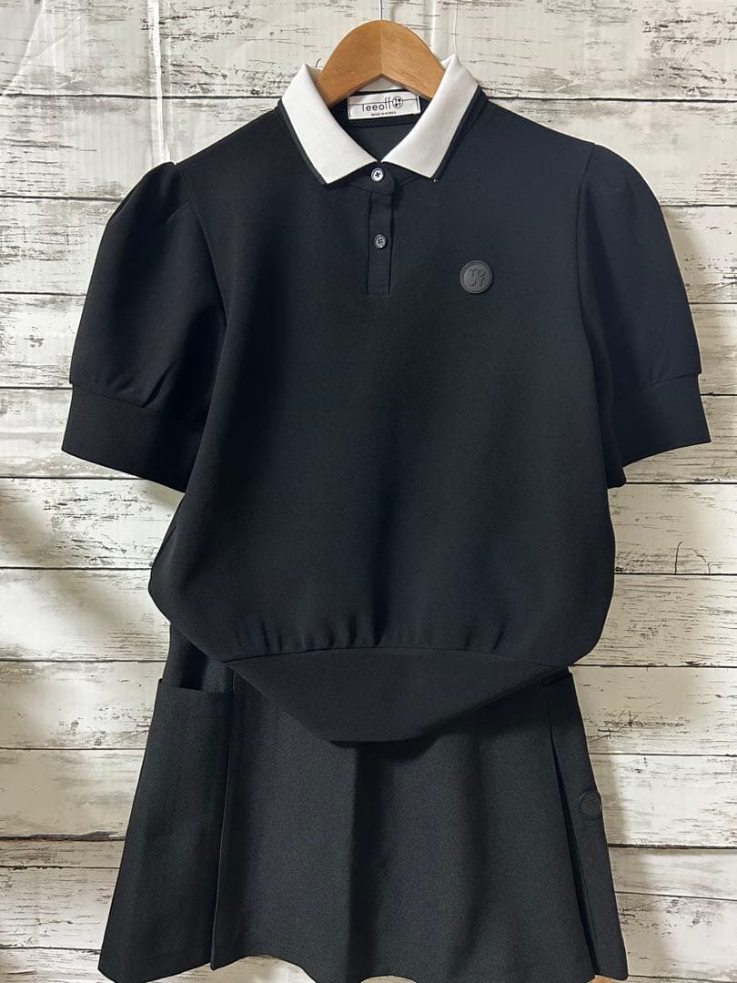 レディースゴルフウェア半袖ポロシャツスカートセットアップLサイズ黒