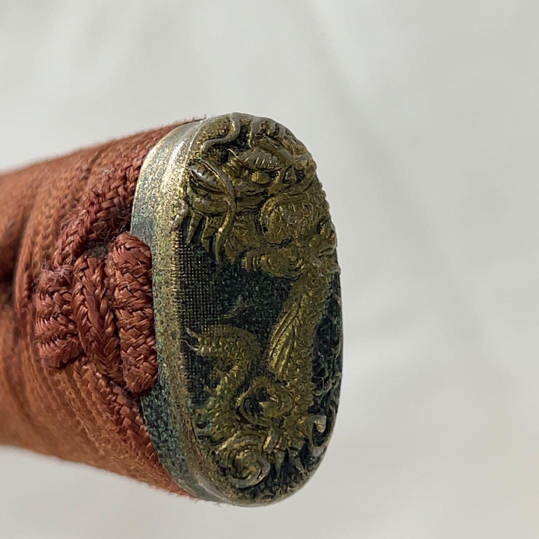 【模造刀】太刀 樋入り 全長102センチ 龍鍔 茶ツイシュ 鞘 互の目 刃紋